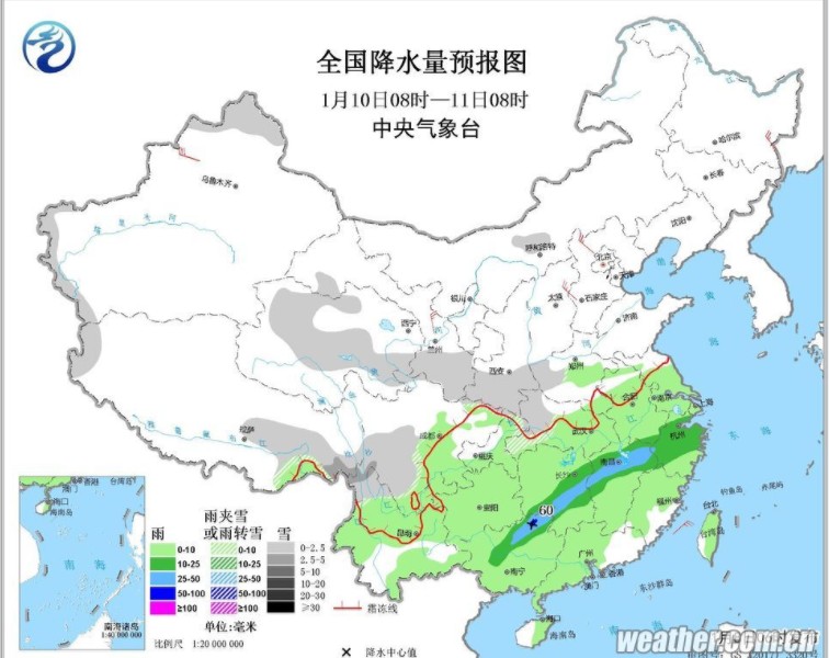 全國(guó)天氣19.1.10